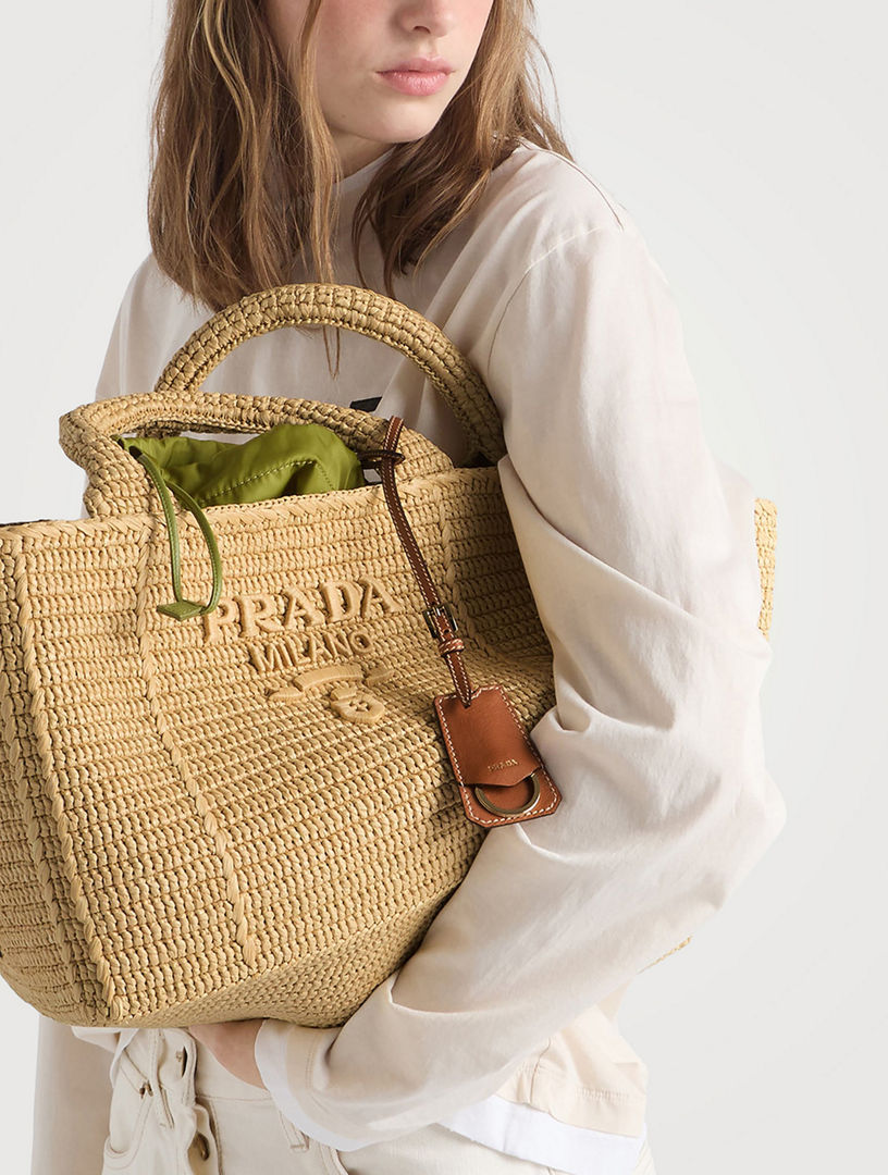 PRADA Large Crochet Tote Bag With Leather Details | Holt Renfrew