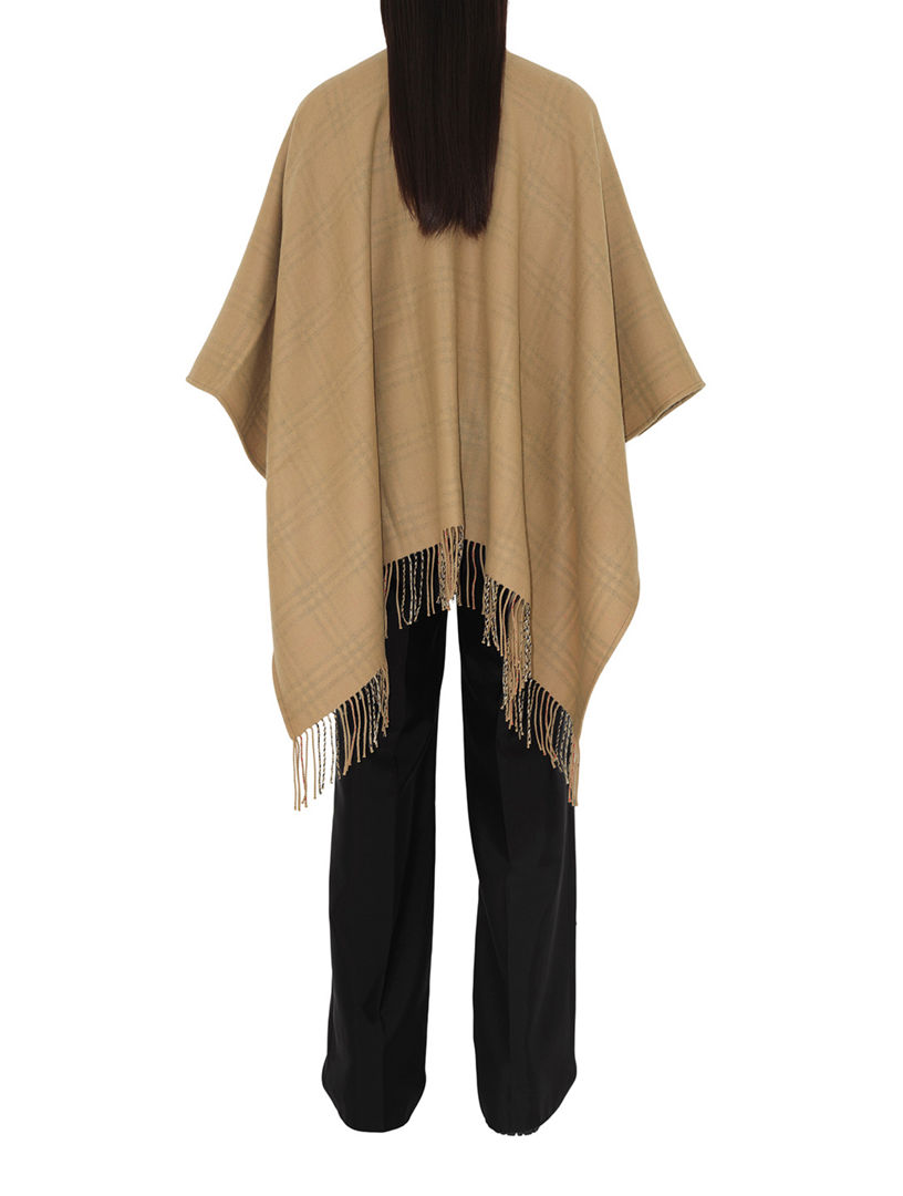 Reversible Check Wool Cape