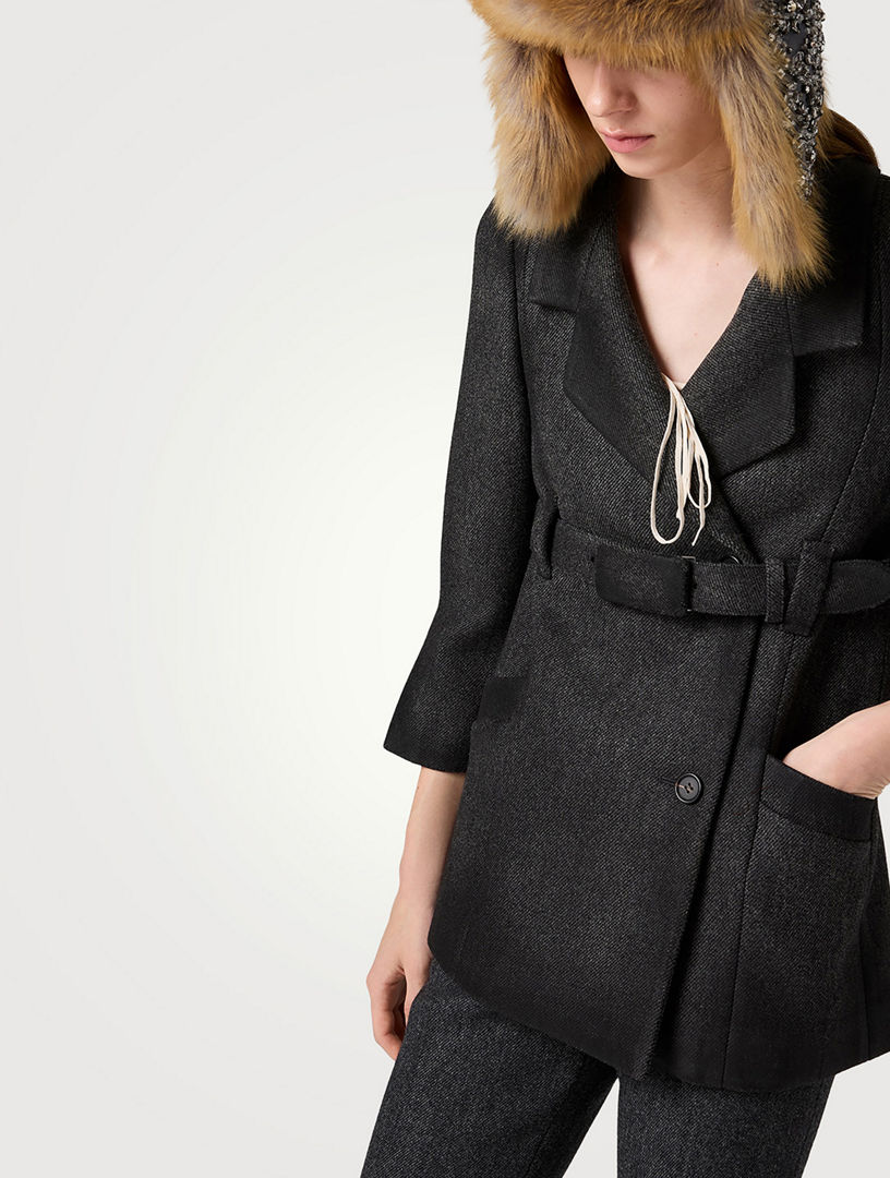ジャケット・アウター miu miu tweed wool coat MIU MIU Double-breasted Double Wool Jacket | Holt Renfrew