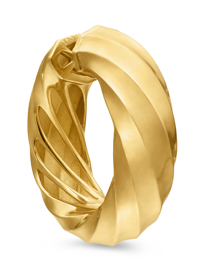 Cable Edge® Hoop Earrings In 18k Yellow Gold, 28.9mm