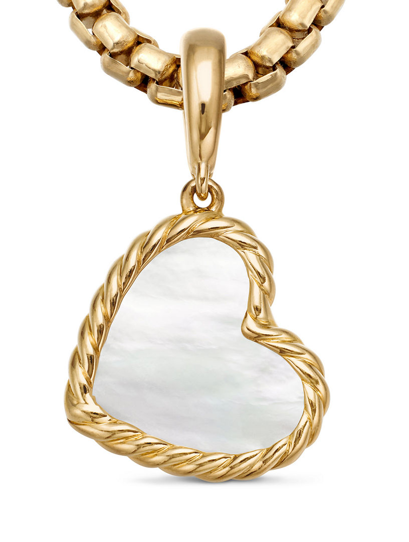 Dy Elements® Heart Amulet In 18k Yellow Gold With Mother Of Pearl