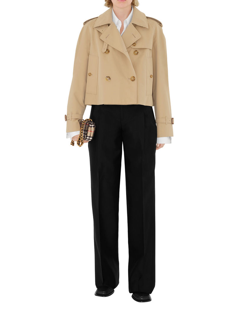 Cropped Gabardine Trench Jacket