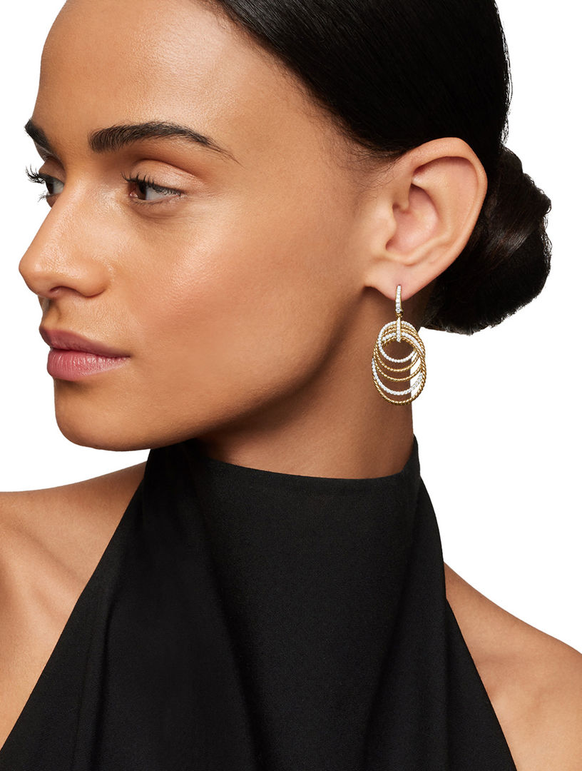 Dy Origami Drop Earrings In 18k Yellow Gold With Diamonds, 21mm