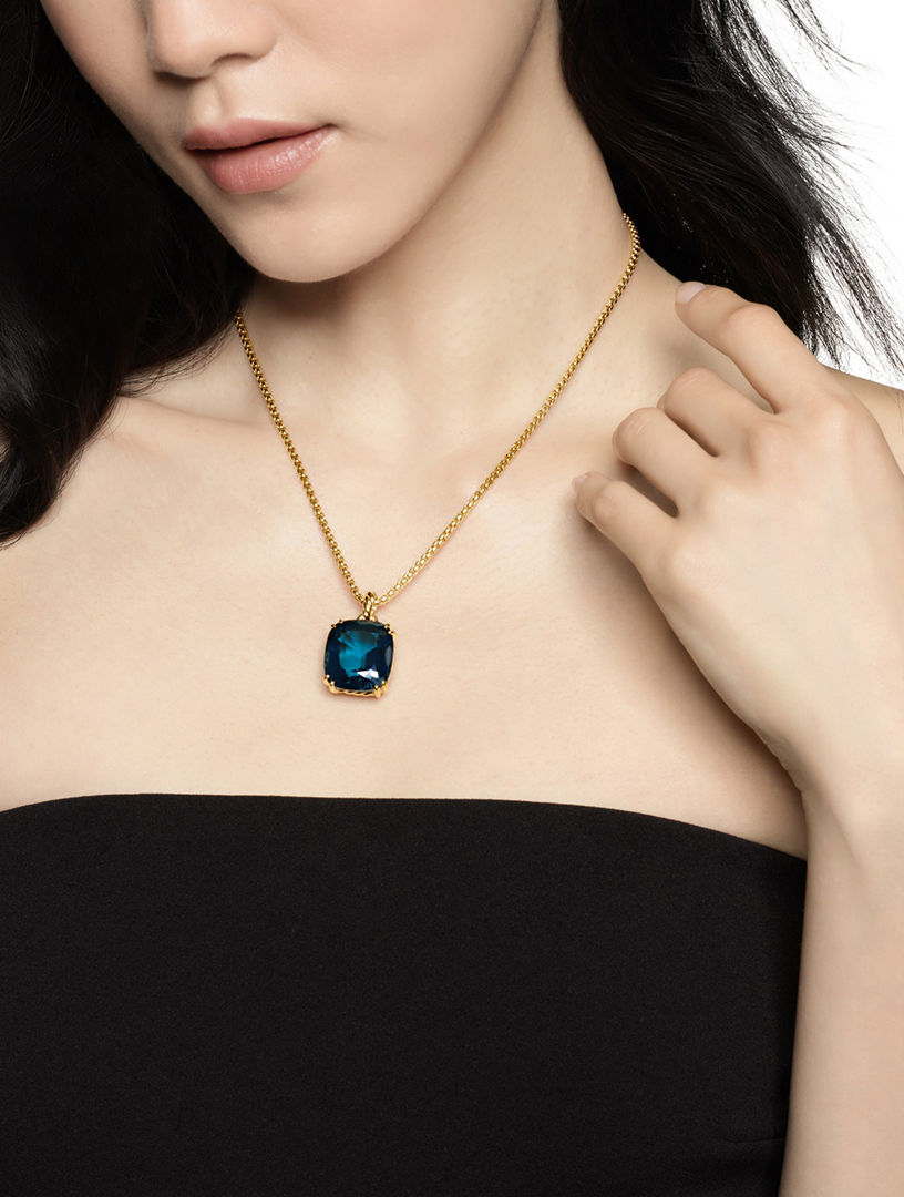 Marbella Pendant In 18k Yellow Gold With Hampton Blue Topaz, 22mm