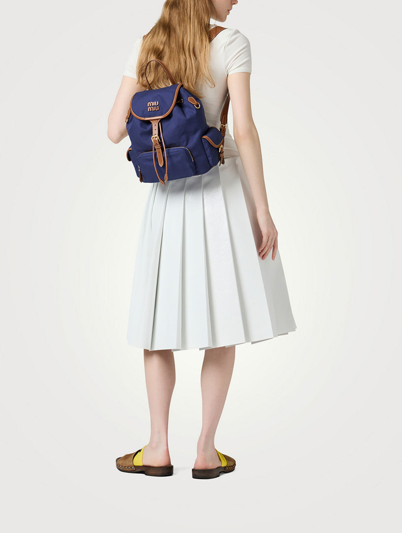 MIU MIU Canvas And Leather Backpack | Holt Renfrew