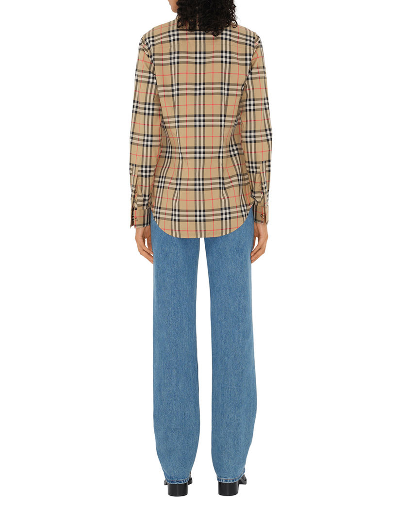BURBERRY Slim Fit Check Stretch Cotton Shirt | Holt Renfrew