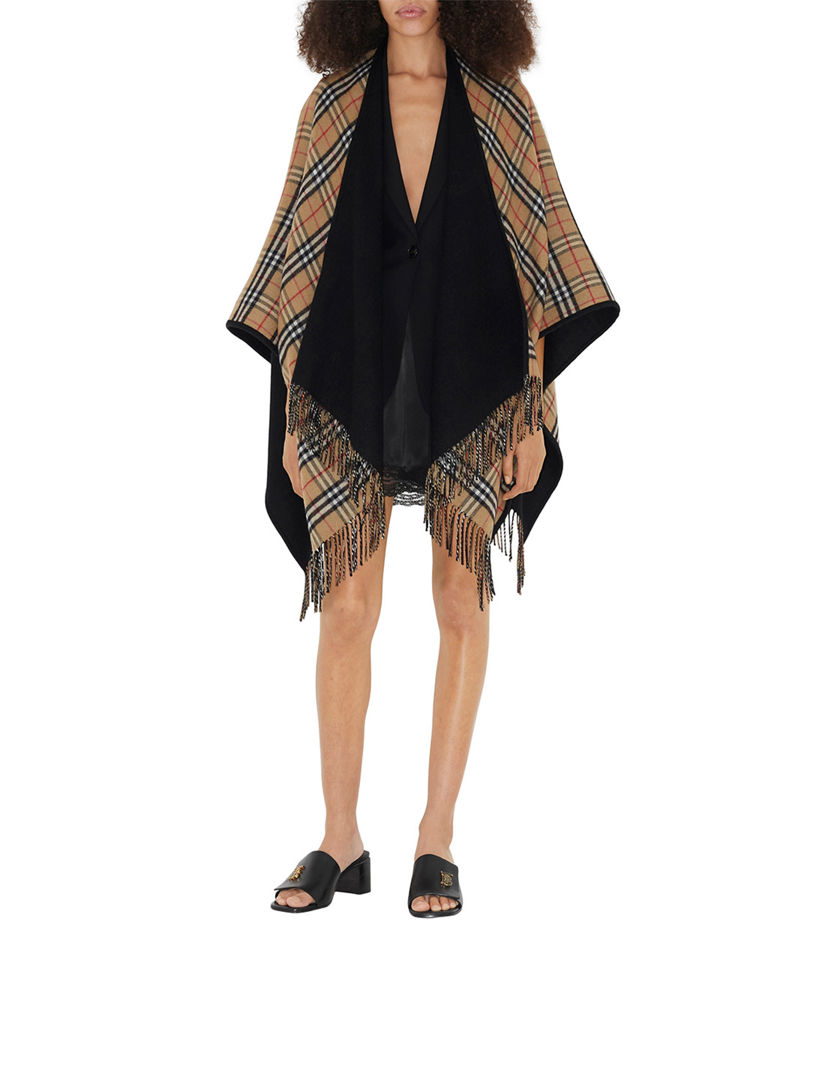 BURBERRY Check Wool Reversible Cape | Holt Renfrew