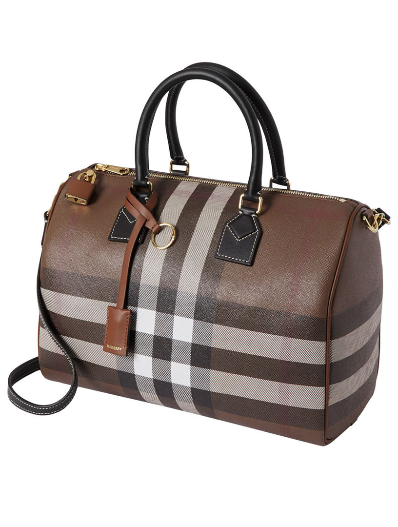 【BURBERRY】MEDIUM CHECK BOWLING BAG Medium Check Bowling Bag in Military - Women | Burberry