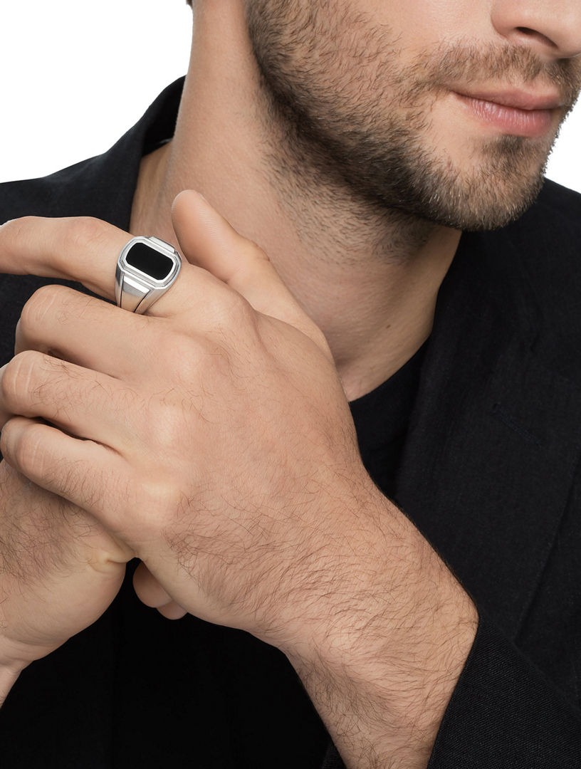 Streamline® Signet Ring Sterling Silver With Black Onyx, 18.5mm