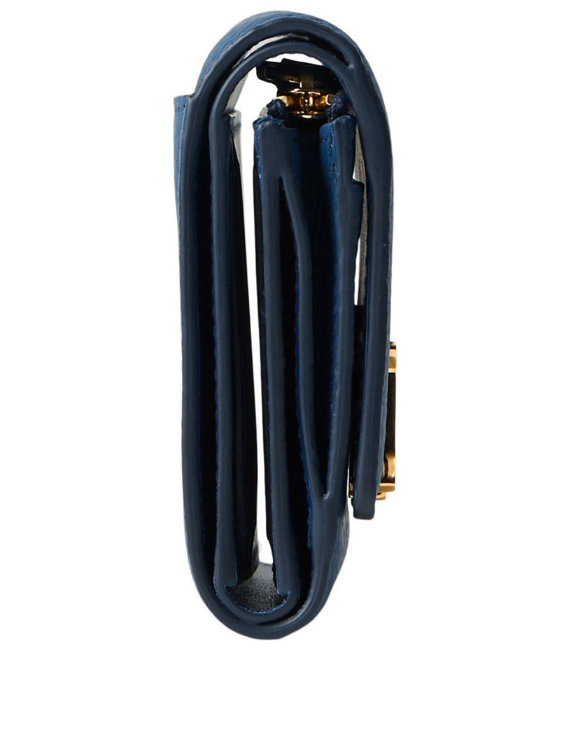 Grainy Leather TB Card Case in Rich Navy - Women