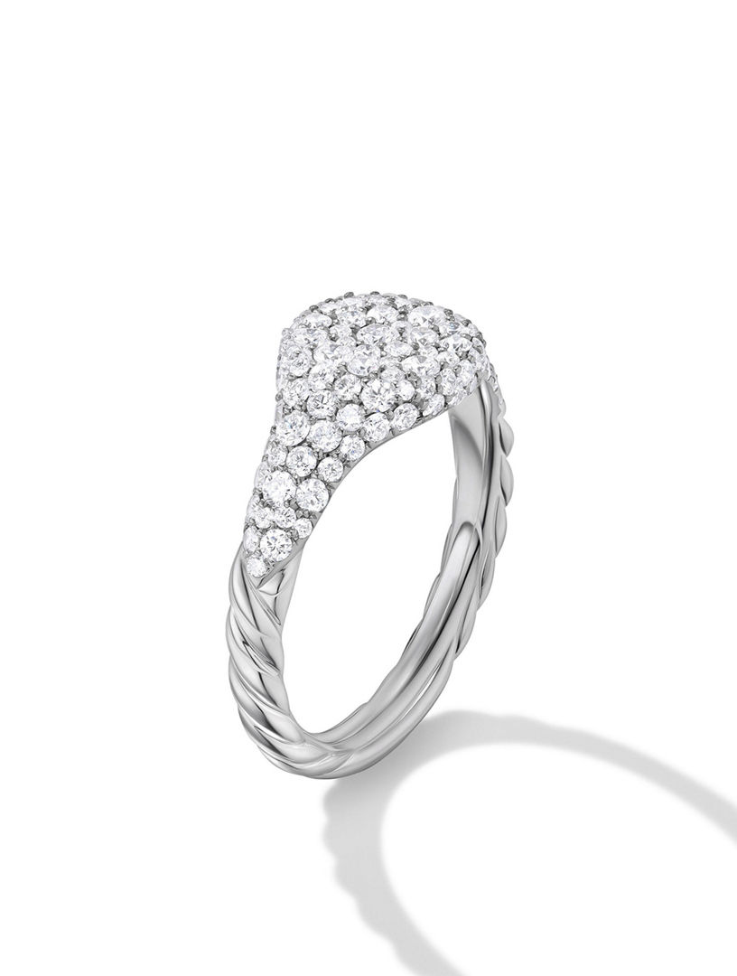 Petite Pavé Pinky Ring 18k White Gold With Diamonds