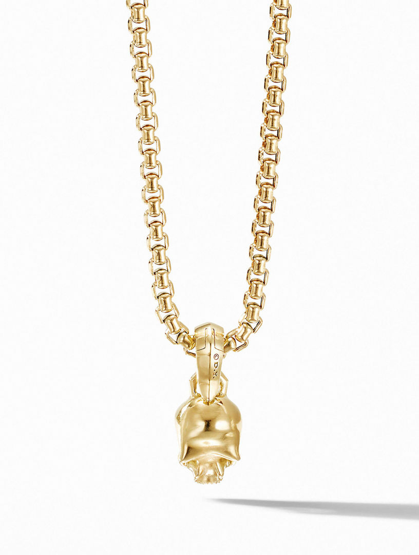 Skull Amulet In 18k Yellow Gold With Pavé Diamonds