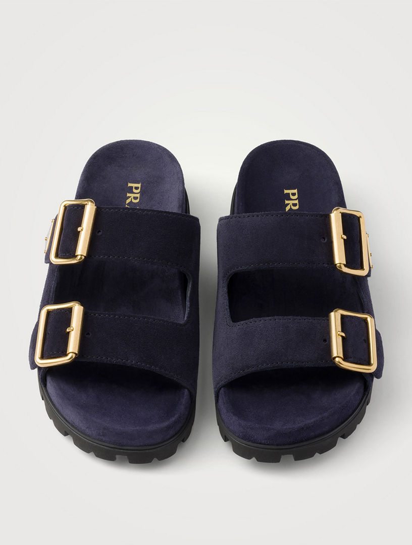 PRADA Suede Strap Slides | Holt Renfrew