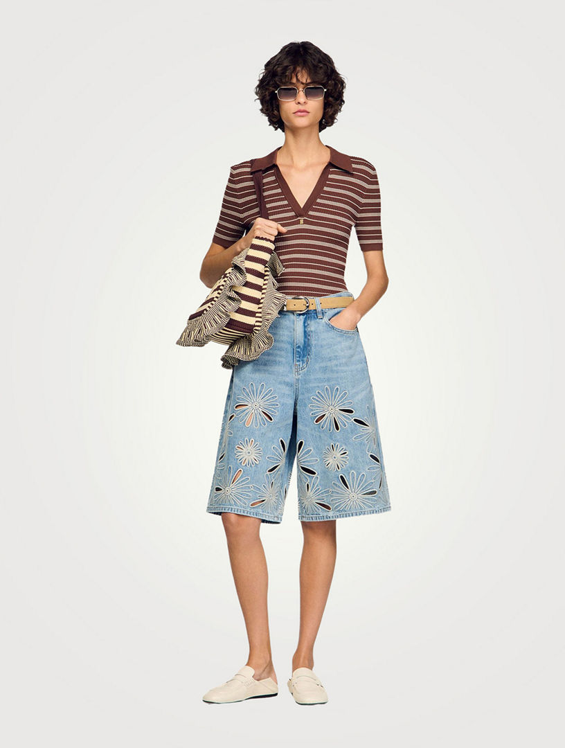 SANDRO Embroidered Bermuda Shorts | Holt Renfrew