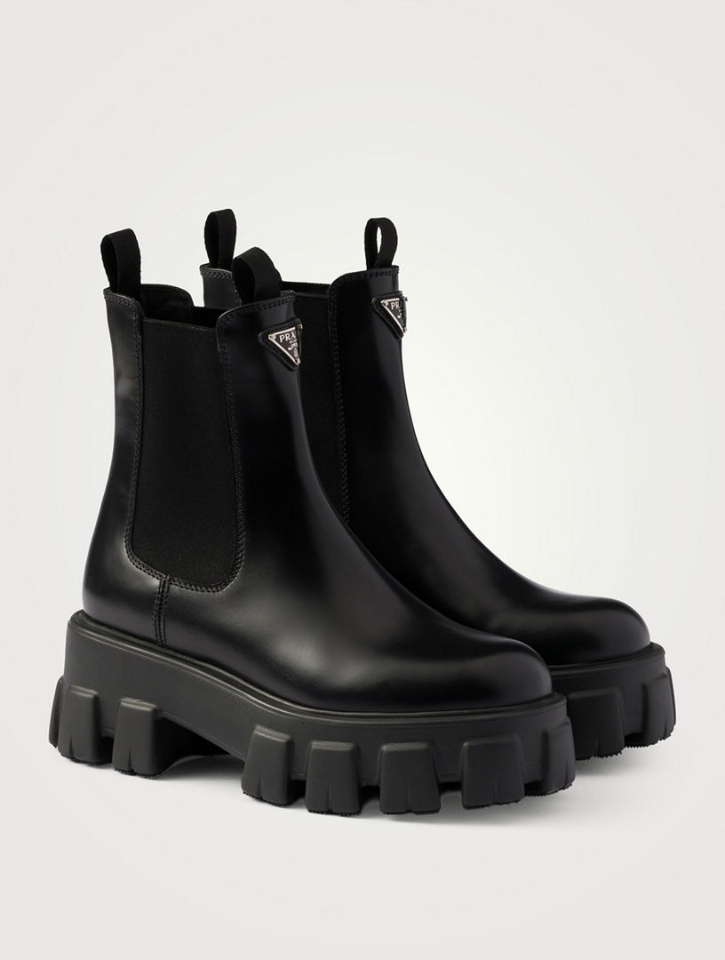 【箱付き】Prada Leather Boots PRADA Monolith Brushed Leather Chelsea Boots | Holt Renfrew