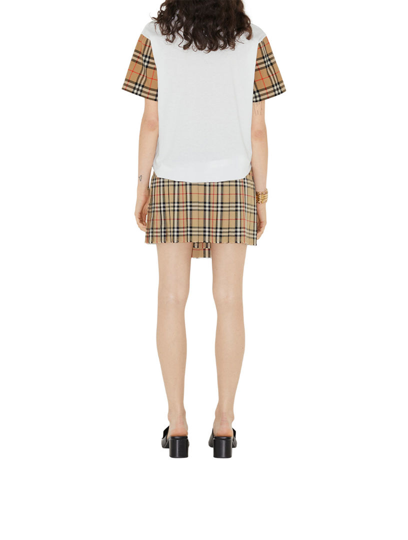 Burberry check best sale sleeve t shirt