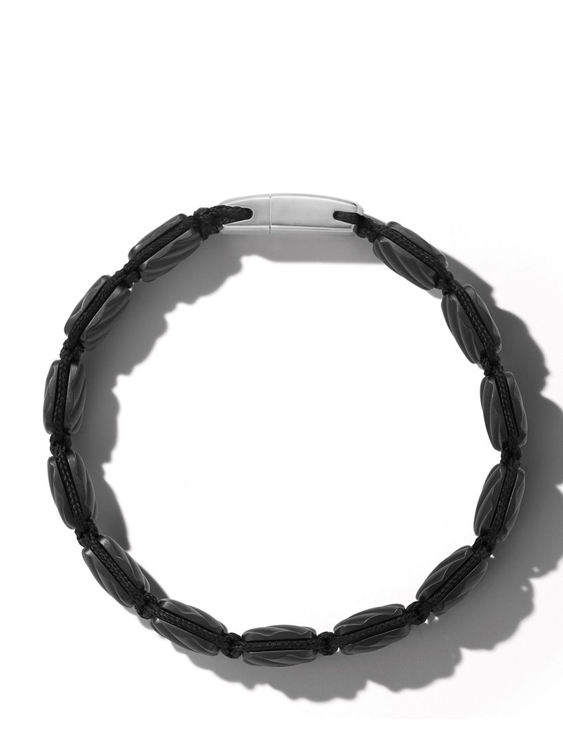 Sculpted Cable Woven Tile Bracelet Black Titanium With Sterling Silver