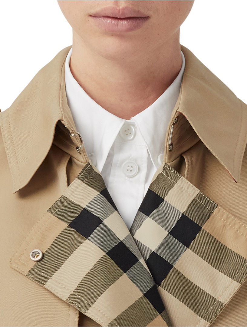 BURBERRY Long Check Lapel Gabardine Trench Coat | Holt Renfrew