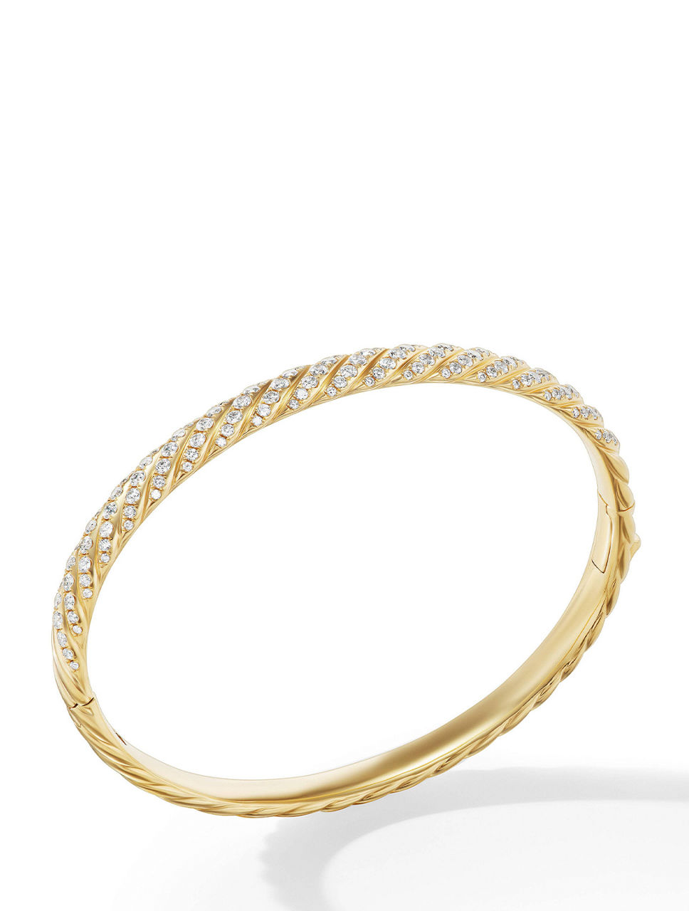 Sculpted Cable Bangle Bracelet 18k Gold With Diamonds