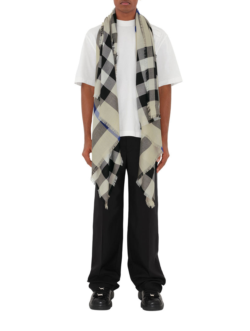 Check Cashmere Silk Scarf