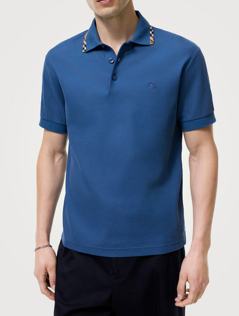 BURBERRY Check Trim Cotton Polo Shirt | Holt Renfrew