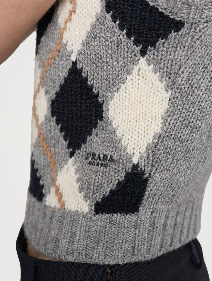 PRADA Argyle Knit Cashmere Top | Holt Renfrew