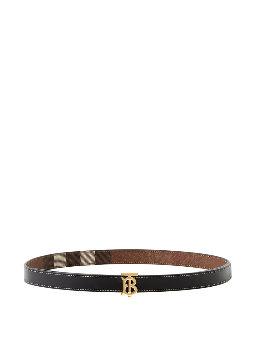Check And Leather Reversible Tb Belt