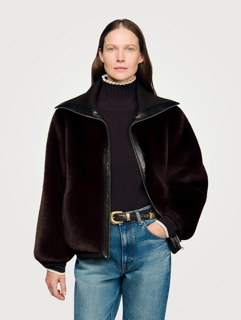 x ボンバージャケット 羊皮 年末SALE faux SANDRO fur