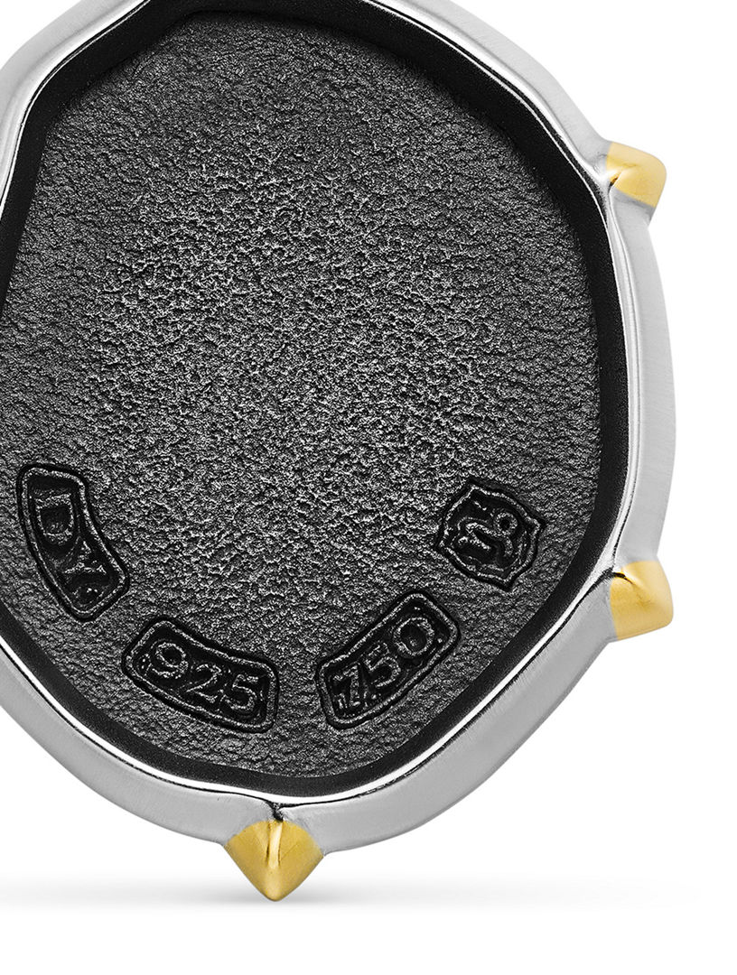 Capricorn Amulet In Sterling Silver With 18k Yellow Gold, 33mm
