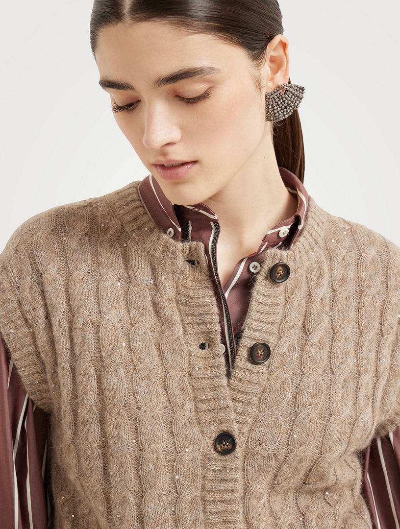 Cardigan Brunello Cucinelli Conscious à Paillettes Ceinturé Taille S/M - Neuf Sans étiquettes