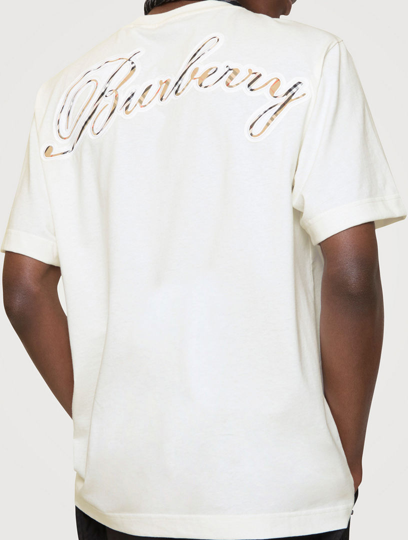 BURBERRY Check Cursive Logo Cotton T-shirt | Holt Renfrew