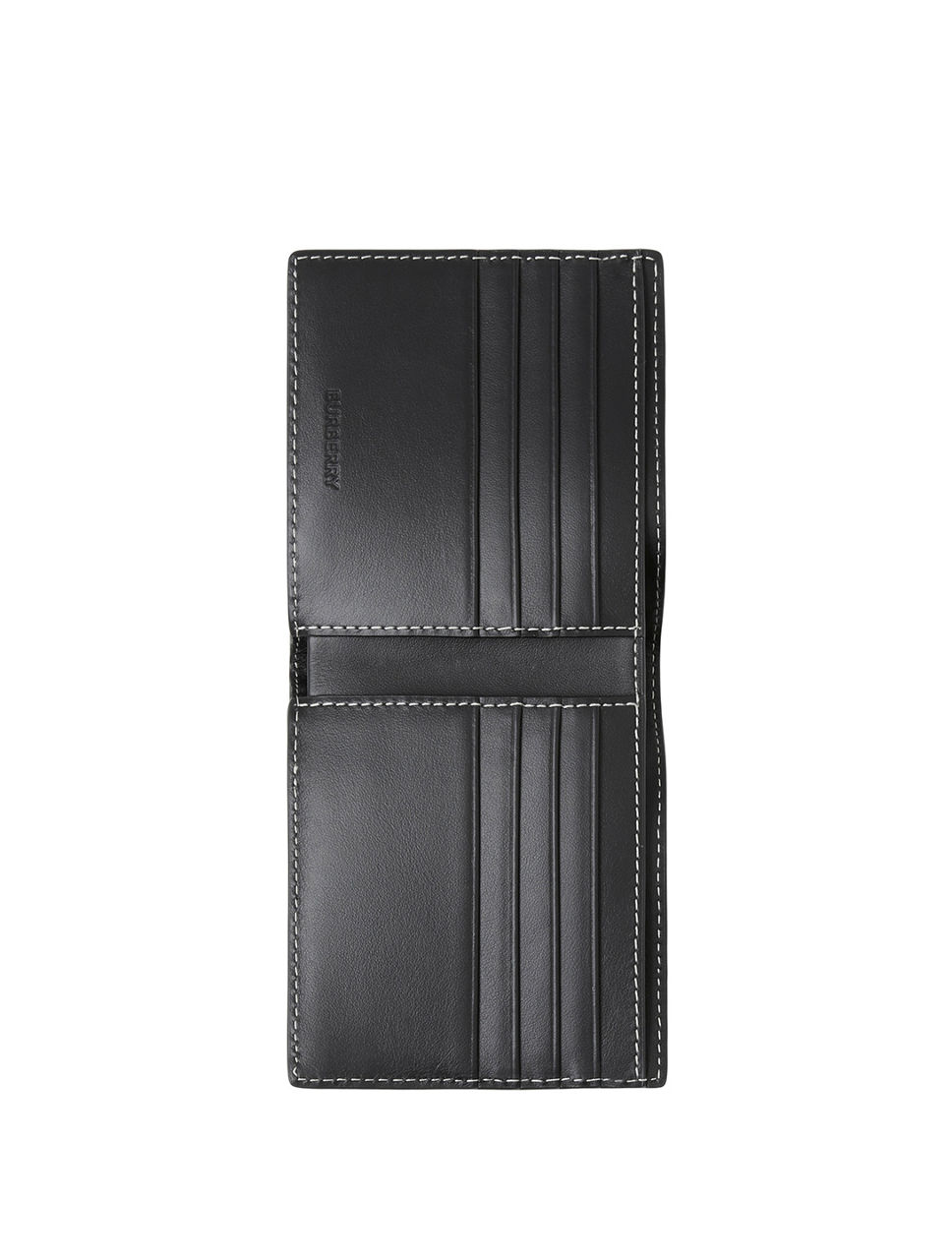 Check And Leather Bifold Wallet