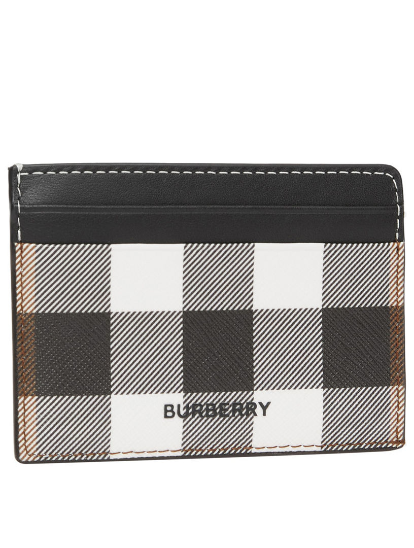 Check And Leather Card Case