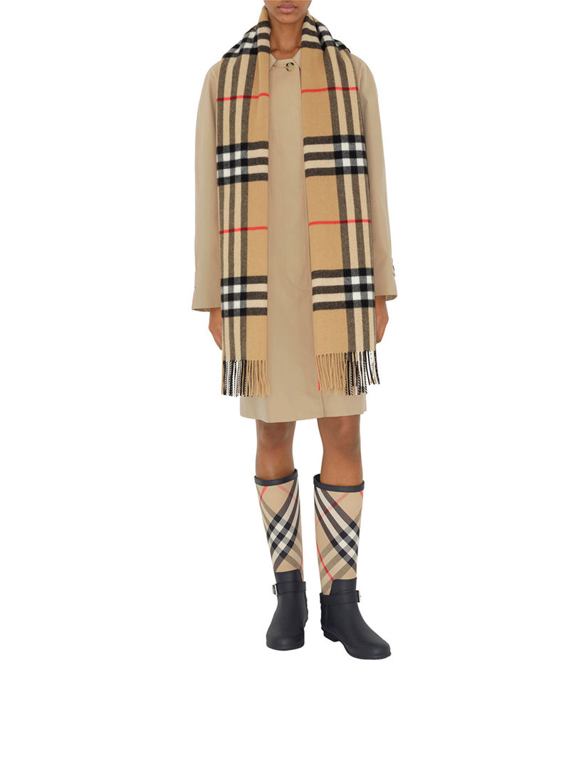 Wide Check Cashmere Scarf