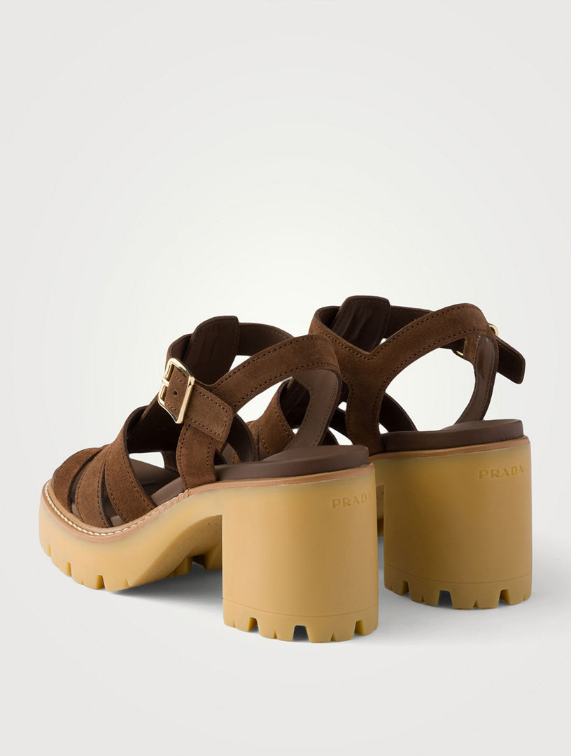 PRADA High-heeled Suede Platform Sandals | Holt Renfrew