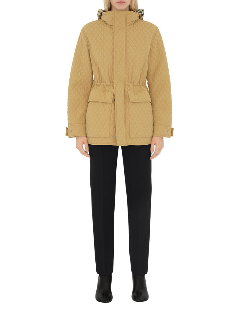 Check Hood Quilted Nylon Jacket