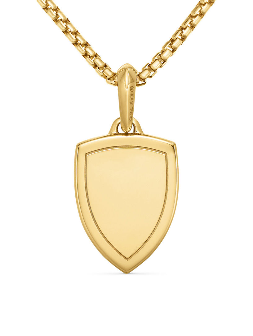 St. Michael Amulet In 18k Yellow Gold With Diamonds, 26mm