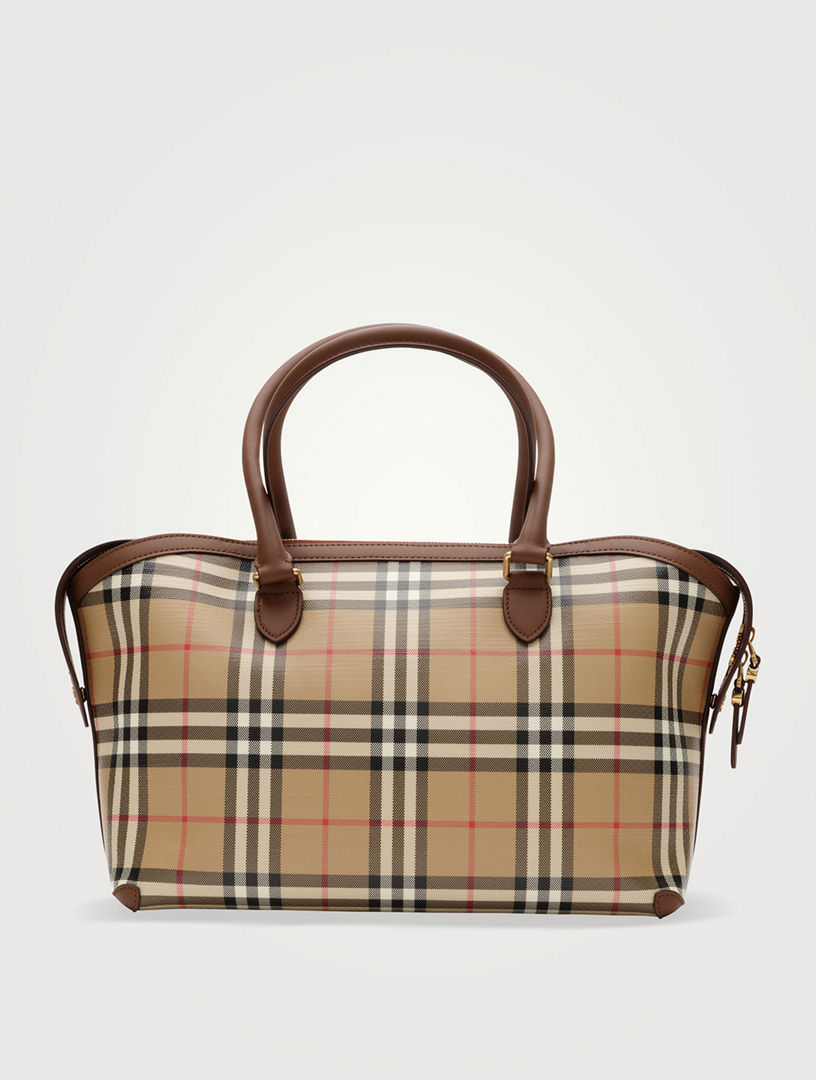 BURBERRY Small Check Zip Tote | Holt Renfrew