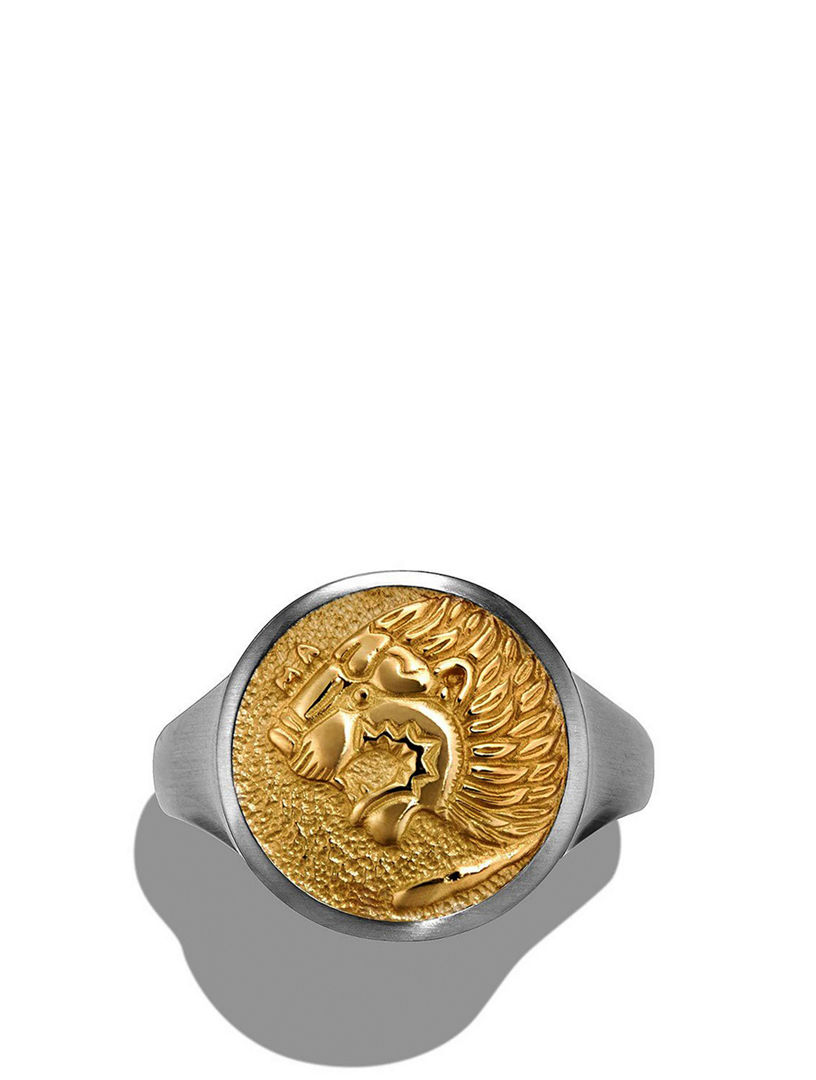 DAVID YURMAN Petrvs® Lion Pinky Ring In Sterling Silver With 18k Yellow