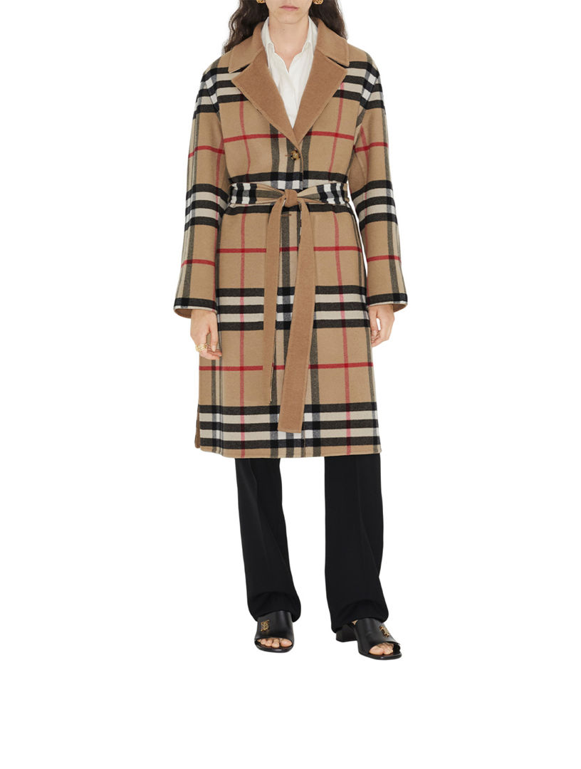 Burberry check wool clearance coat