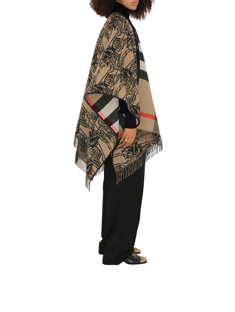 ポンチョ・ケープ BURBERRY REVERSIBLE WOOL CAPE Reversible Check Wool Cape in Archive beige | Burberry® Official