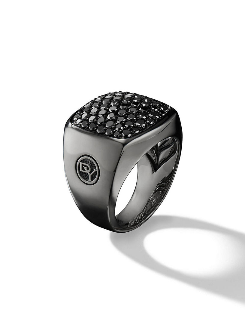 Black diamond signet ring clearance