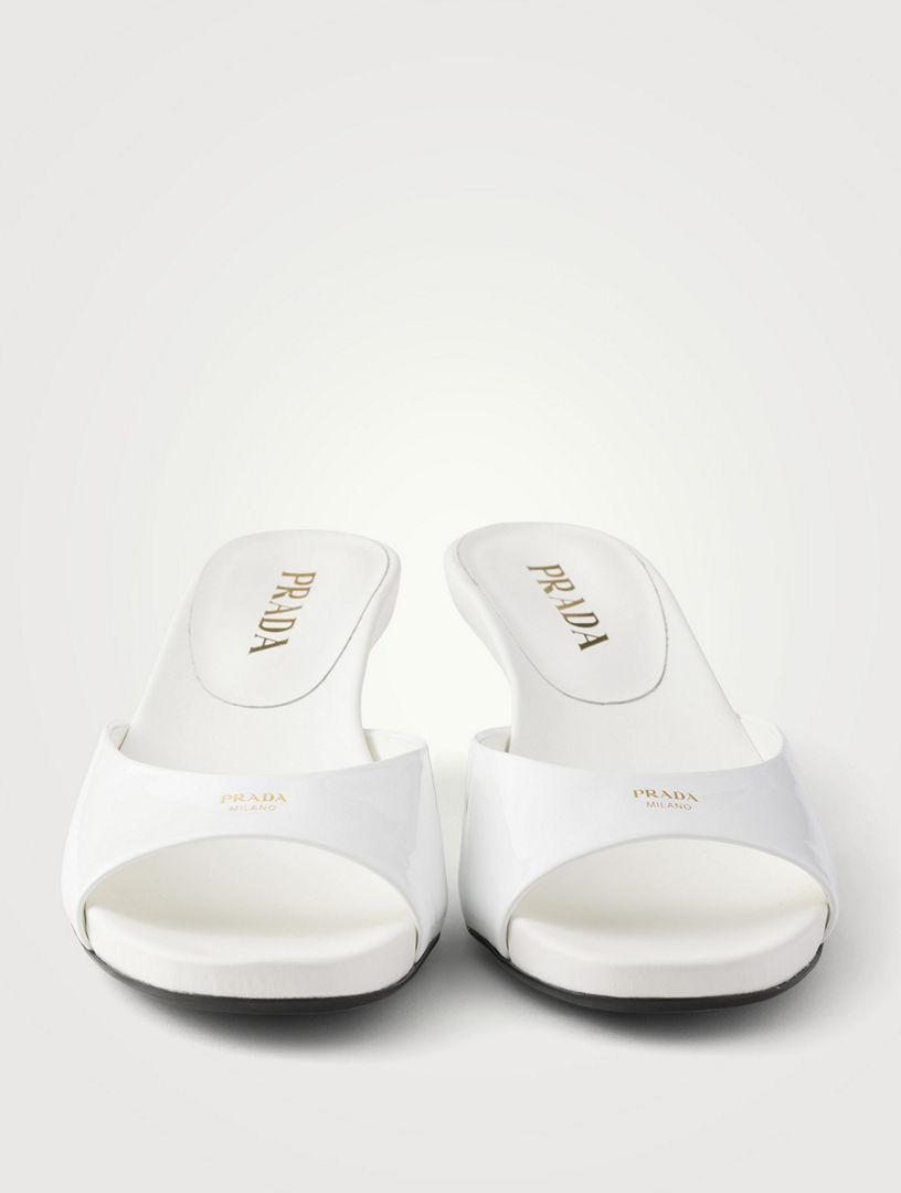 PRADA Patent Leather Kitten Heel Sandals | Holt Renfrew
