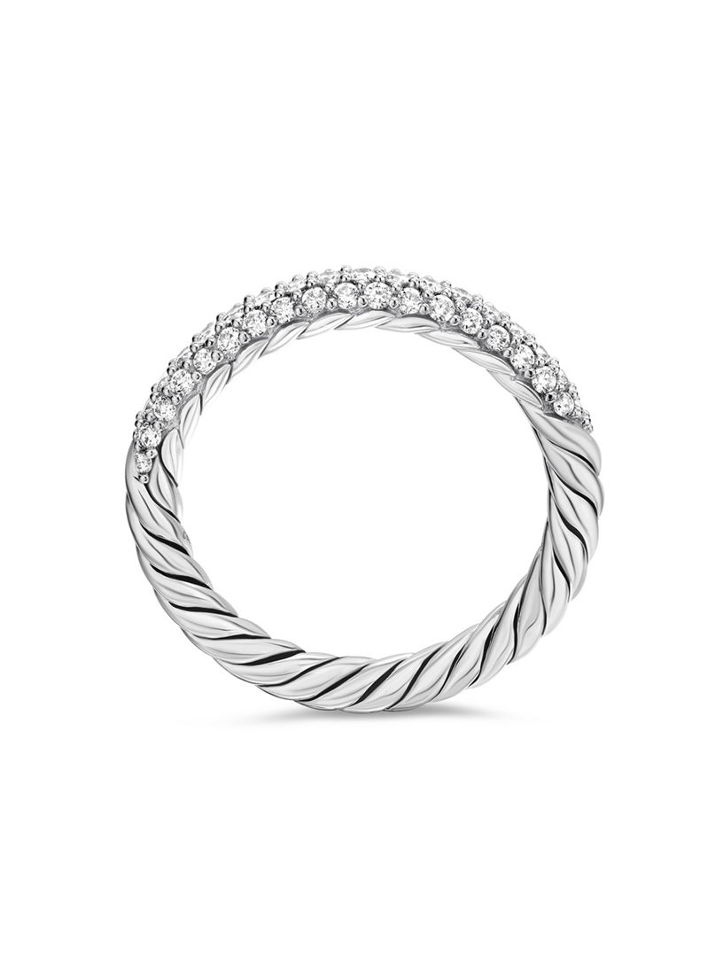 Petite Pavé Stack Ring Sterling Silver With Diamonds, 3mm