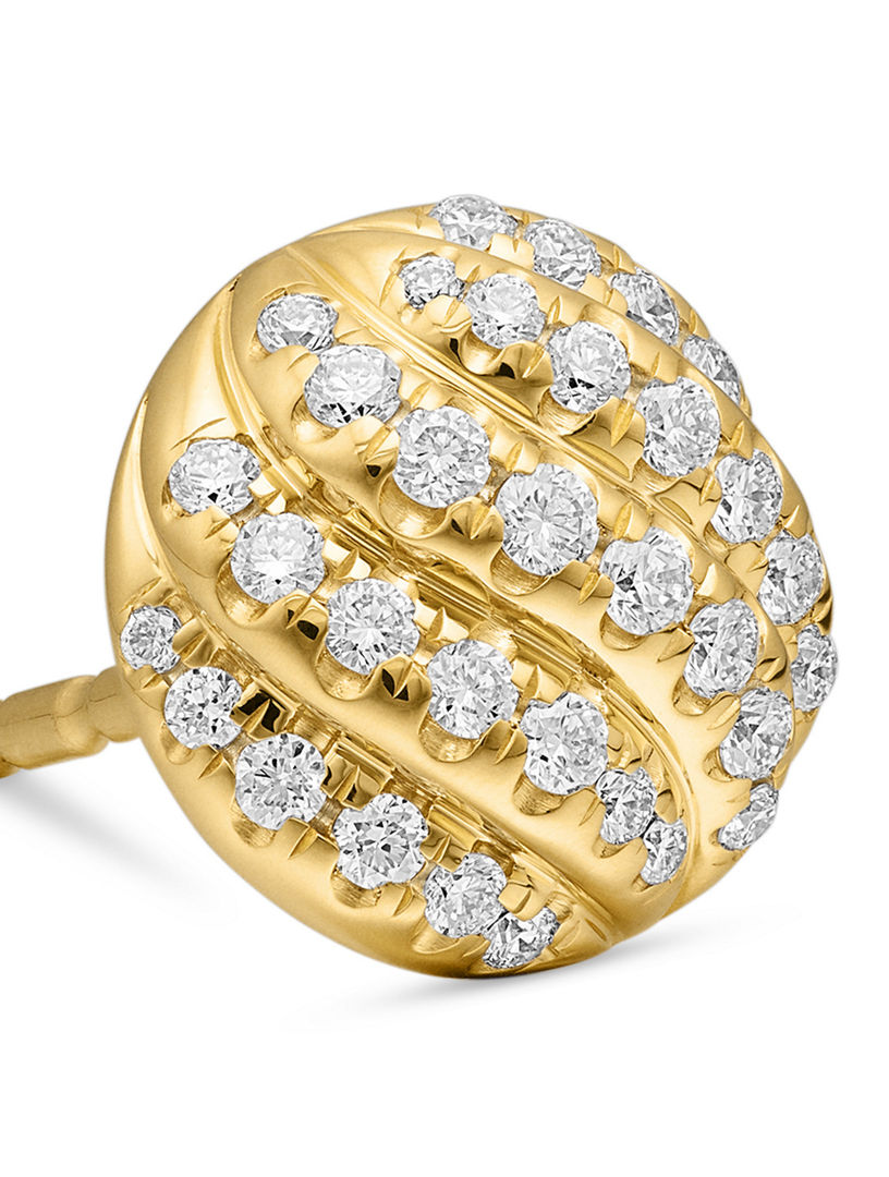 Cable Collectibles® Stud Earrings In 18k Yellow Gold With Diamonds, 8mm