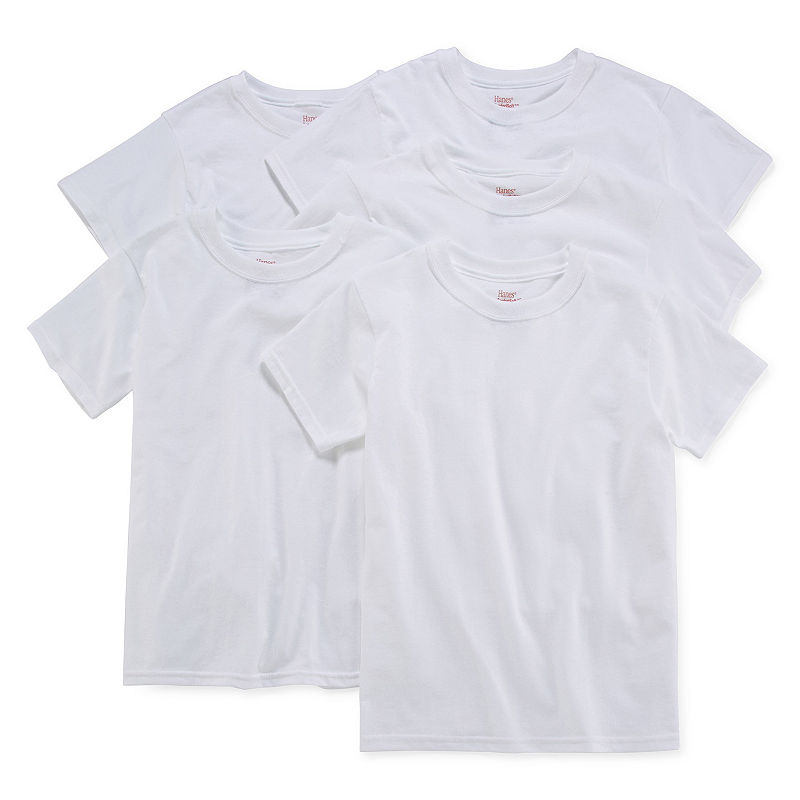 Hanes Size Small Ultimate Boys' Lightweight Crew Neck T-Shirts 5-Pack