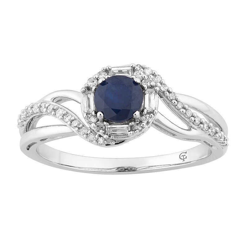 Womens 1/Ct. T.W. Genuine Blue Sapphire 10K White Gold Cocktail Ring, 8