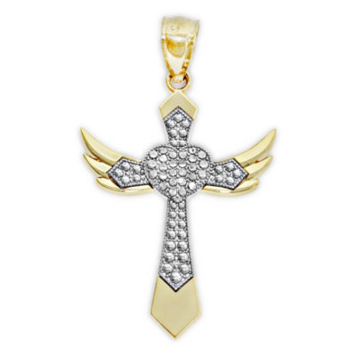 Womens 14K Two Tone Gold Cross Pendant - JCPenney
