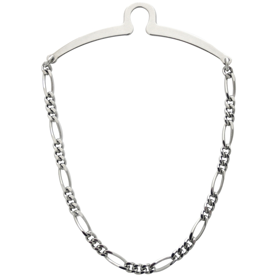 Rhodium Plated Tie Chain, Silver, Mens