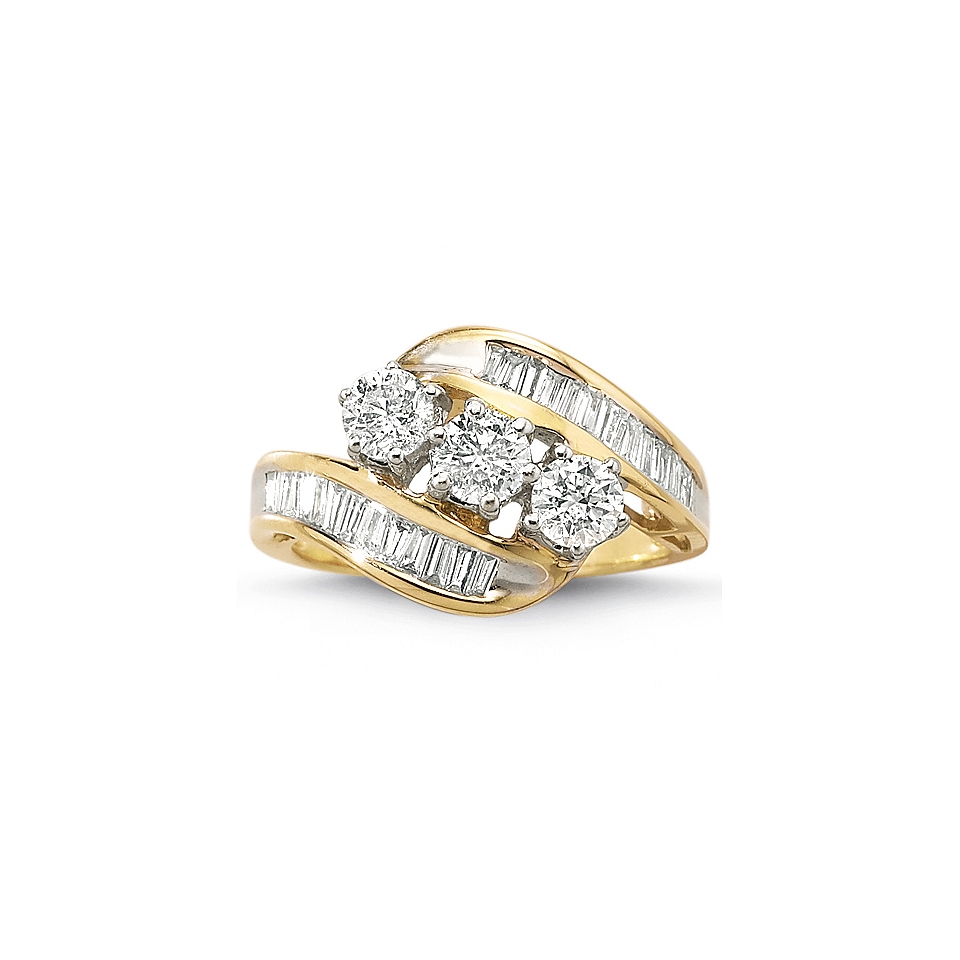 Love Lives Forever 1 1/2 CT. T.W. 3 Stone Diamond Ring 10K Gold, Yellow/Gold,